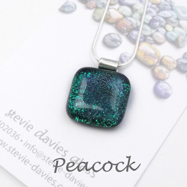 Peacock dichroic glass large pendant by Stevie Davies
