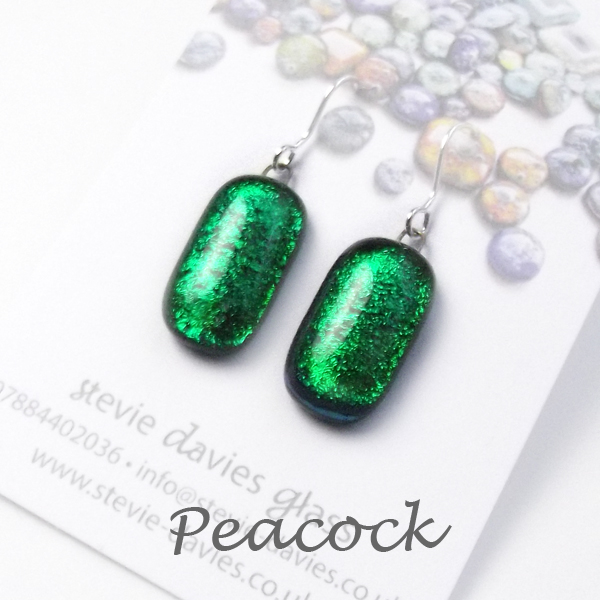 Peacock medium drop earrings by Stevie Davies