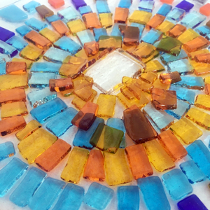Glass mosaic made on a Stevie Davies workshop