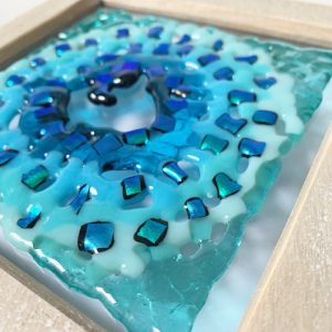 Stevie Davies Glass kits framed artwork blues spiral swirl