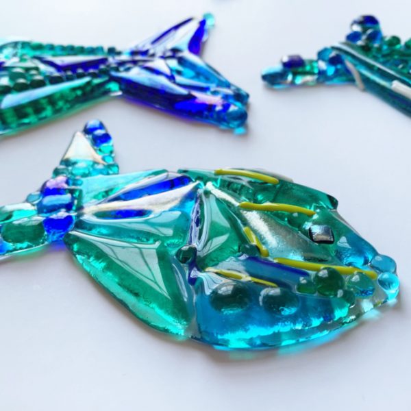 Stevie Davies Glass kits ocean blues fish detail