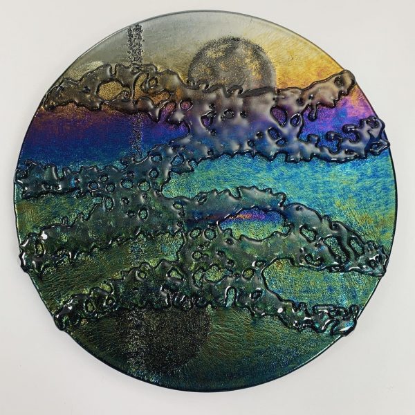circular glass abstract art piece