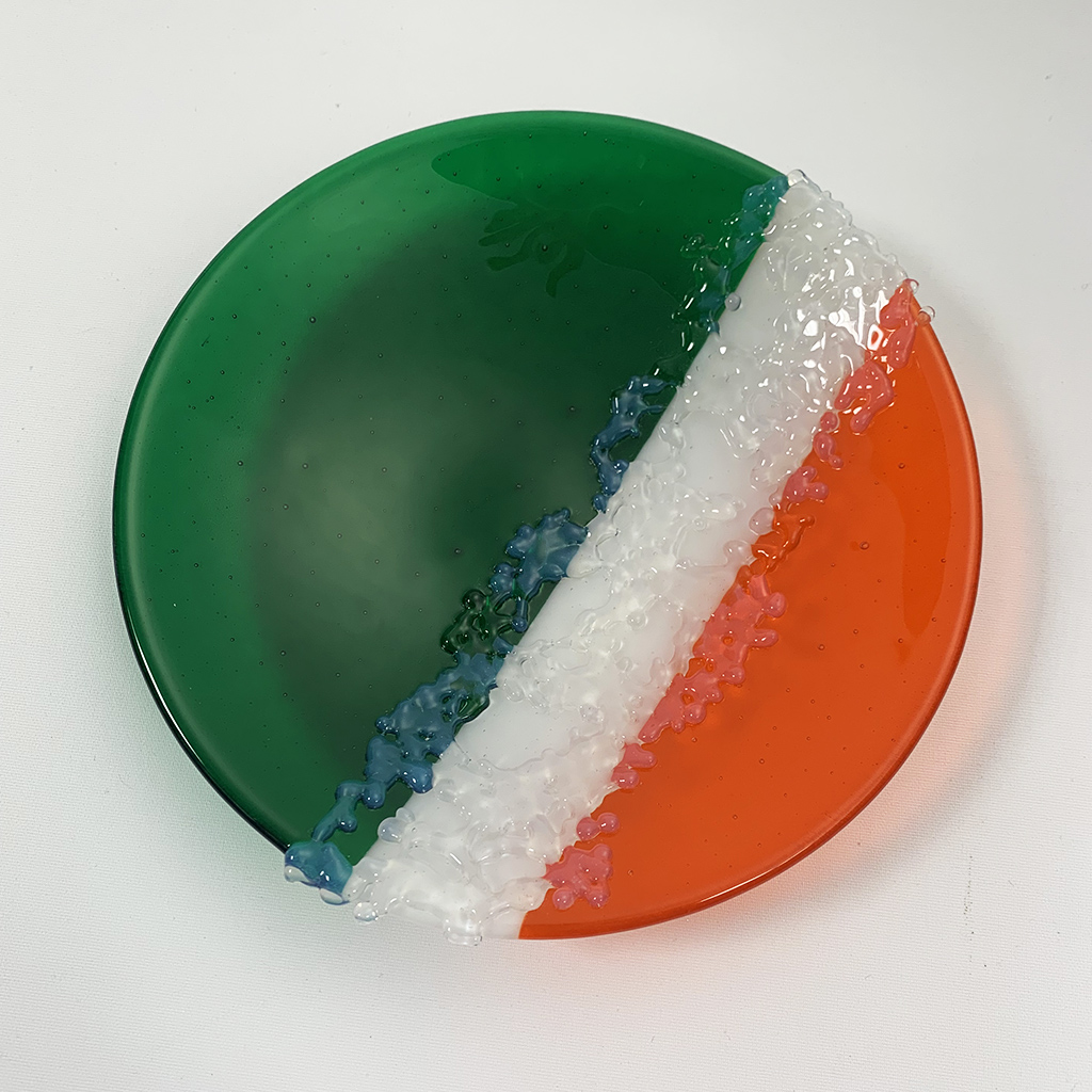 Fused Glass Bowl inspired by the Irish Flag