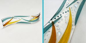 Glass wave form with dichroic sparkle