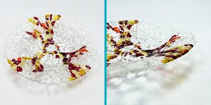 Fire colour glass fragment bowl